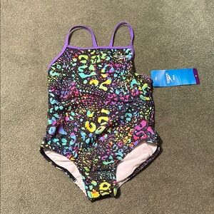 Speedo Purple and Yellow One Piece Swimsuit